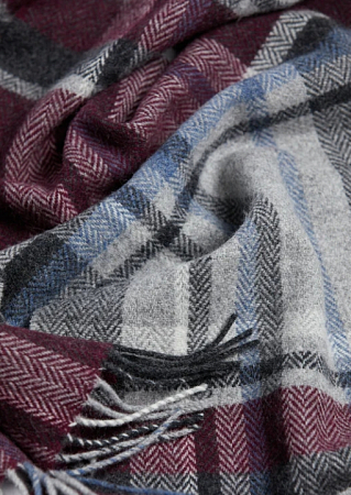 Foxford Maroon and Grey Lambswool Scarf